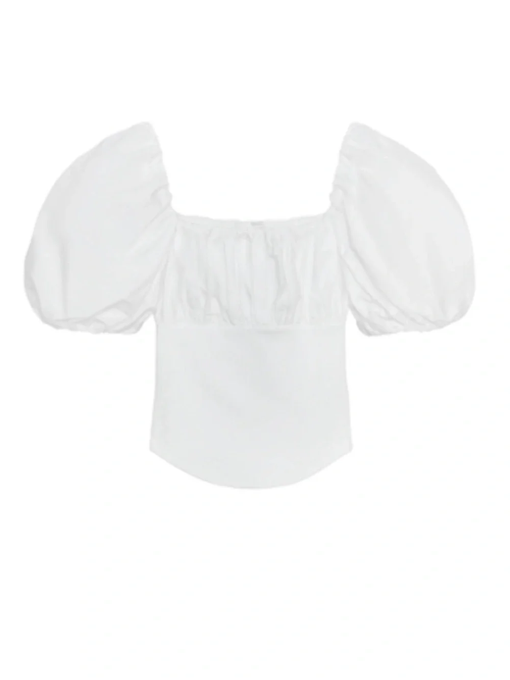 NWT White Puff-Sleeve Square Neck Women's Top Zara